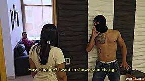 Big ass latina confronts burglar in home invasion scenario