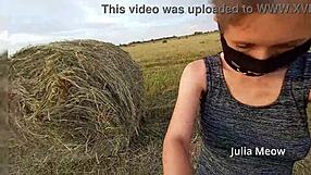 Can you resist Juli Smith undressing in the field?