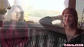 Gorgeous Trannies Ride Dildo With Tattoos