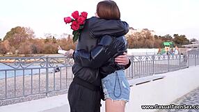 Fresh busty redhead teen Queenlin enjoys casual sex with doggystyle fucking and cumshot