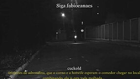 Naughty milf wife teases outdoors in skirt, while cuckold voyeur films the thrilling upskirt show