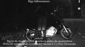 Naughty milf wife teases outdoors in skirt, while cuckold voyeur films the thrilling upskirt show