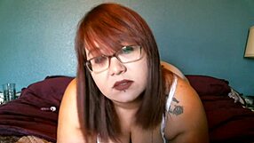 onyx, the bbw with glasses, enjoys masturbating with her stuffy and mini hitachi toys in a relaxing session