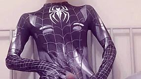 Sexy gay teen masturbates wild like Spider-Man