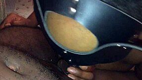 Step sister eating syrup off my cock in a deepthroat blowjob scene