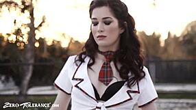 Skinny Brunette Rides Big Cock For Pussy Creampie