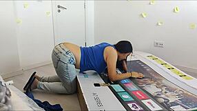 Fucking my step mom through the hole! She thinks it's dad!