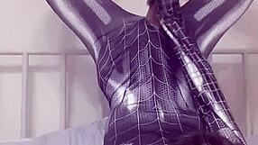 Sexy gay teen masturbates wild like Spider-Man