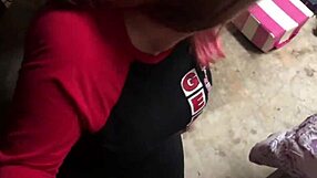 Bbw With Huge Natural Tits Gives Blowjob In Garage