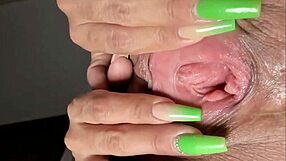 Big boobs Latina milf stretches cunt closeup while masturbating solo