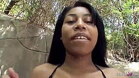 Cute 18yr Ebony Teen Dolce Picked Up for Hard Interracial Casting Fuck