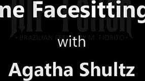 Lesbian domination with kisses and pussy licking on fat guy’s face