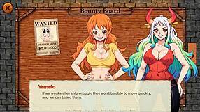 Feeling Aroused In Lusty Buccaneers Parody Hentai Game. Nami Exposes Her Big Tits At Night.
