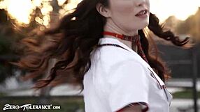 Skinny Brunette Rides Big Cock For Pussy Creampie