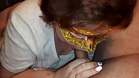 Curvy Russian BBW sucks cock sensually in closeup blowjob, swallowing cum while watching eyes.