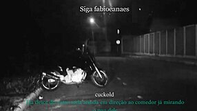 Naughty milf wife teases outdoors in skirt, while cuckold voyeur films the thrilling upskirt show