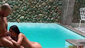 Ksal Hot fucks intensely in waterfall suite, cumming multiple times.