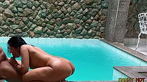 Ksal Hot fucks intensely in waterfall suite, cumming multiple times.