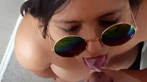 I savored my best cum swallow with big tits in slow motion