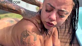 Couple swap in pool with wife and friend