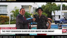 Beautiful latina sucks brunette's big tits and pussy.