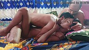 Hanif and popy khatun in tight pussy fuck threesome with deshi slut and two gay guys!