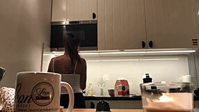 braless sylvia shows amazing nipples in kitchen hidden cam