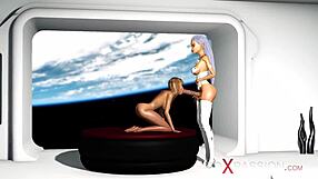 3D animated sex with futanari in space station Anal sex