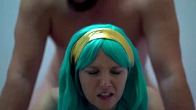 blue eyed girl getting creamed