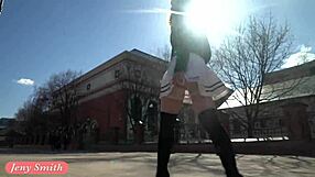 Hey, look under my skirt, oops, Jeny Smith spinnin’ in public