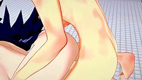 Japanese sissy gets monster cock in her mouth and ass