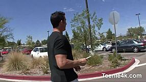 Young Brunette Teen with Tight Pussy and Small Tits Takes Big Cock