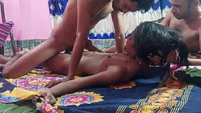 Hanif and popy khatun in tight pussy fuck threesome with deshi slut and two gay guys!