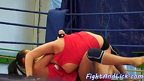 A small boobed girl enjoys a hot lesbian encounter with a skilled tongue lover