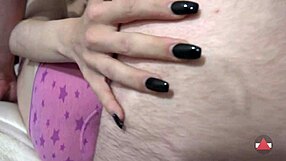 blonde uses panties for cumshot