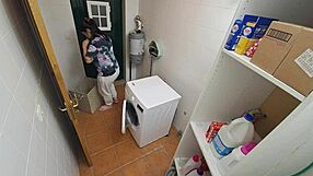 Latina maid pussy on laundry machine