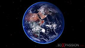 Female sex cyborg fucks hard a horny girl in the space station