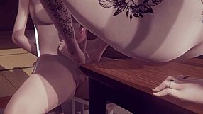 hentai uncensored futanari alice gets footjob and doggy fucked by futanari in japanese asian manga anime game