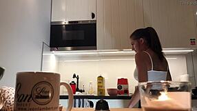 braless sylvia shows amazing nipples in kitchen hidden cam