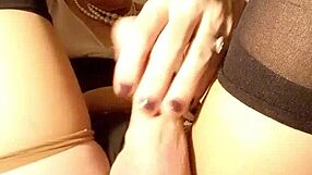 this mature shemale is playing with her monster cock