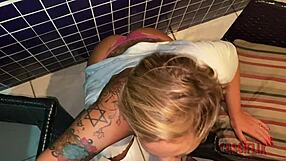 Tanned Milf Shows Pussy in Car