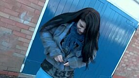 naughty woman strips and relieves herself on the street