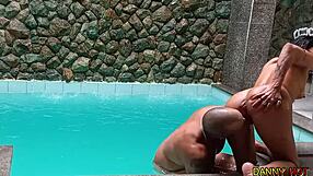 Ksal Hot fucks intensely in waterfall suite, cumming multiple times.