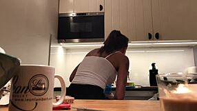 braless sylvia shows amazing nipples in kitchen hidden cam