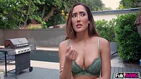 Chloe Amour's big tits slammed with a raw creampie shot!