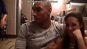 titted brunette picks up a guy in public and gets fucked outdoors. german amateur reality encounter.