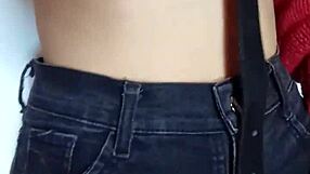 Playing with a belt and spanking myself