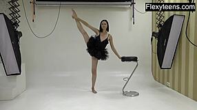 Flexyteen Markova stretches naked in gym