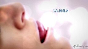 Shyla Jennings and Sasha Heart dive into lesbian fun on the bed.