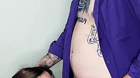 teen with small tits giving blowjob until cum in mouth